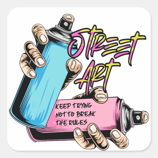 Adesivo Quadrado Grafite de Arte Urbano (Frente)