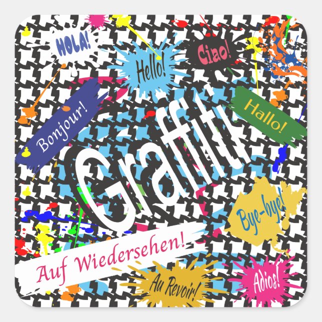 Adesivo Quadrado Grafite Saudações (Frente)