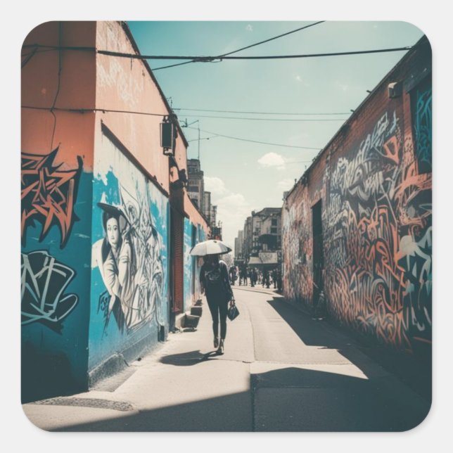 Adesivo Quadrado Grafite urbano (Frente)