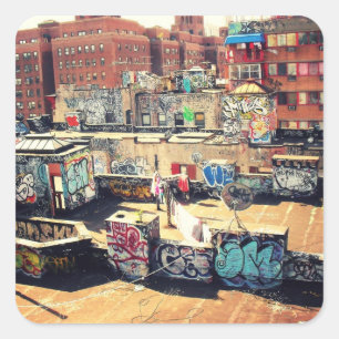 Adesivo Quadrado Grafites do telhado em Chinatown