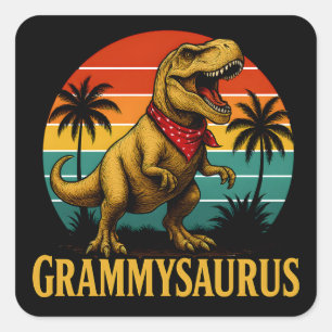Adesivo Quadrado Grammysaurus T Rex Dinosaur Dia de as mães