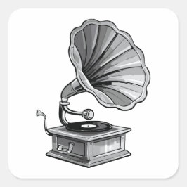 Adesivo Quadrado Gramophone