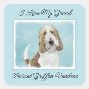 Adesivo Quadrado Grand Basset Griffon Vendeen - Arte Original para 