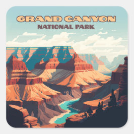 Adesivo Quadrado Grand Canyon National Park Arizona Retro