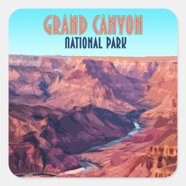 Adesivo Quadrado Grand Canyon National Park Arizona Vintage (Frente)