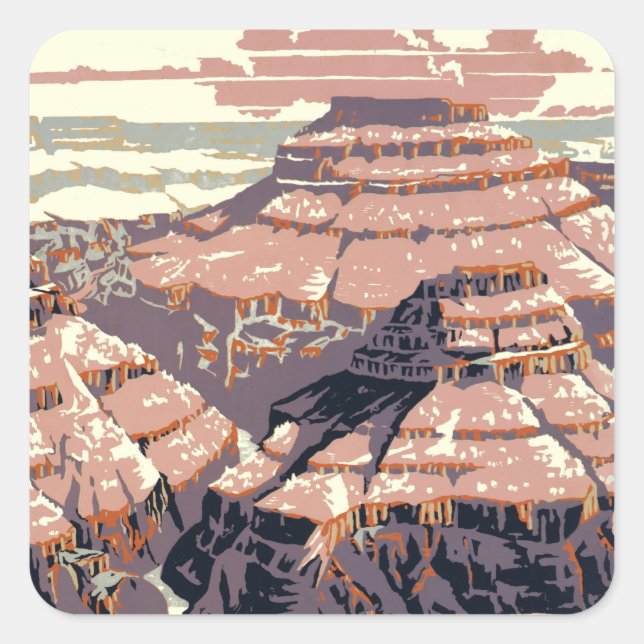 Adesivo Quadrado Grand Canyon Western Graphic Art American (Frente)