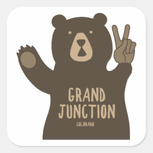 Adesivo Quadrado Grand Junction Colorado Urso da Paz