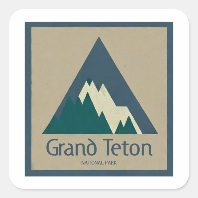 Adesivo Quadrado Grand Teton National Park Rustic (Frente)