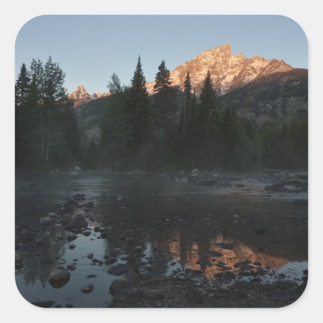 Adesivo Quadrado Grand Teton Sunrise em Cottonwood Creek (Frente)