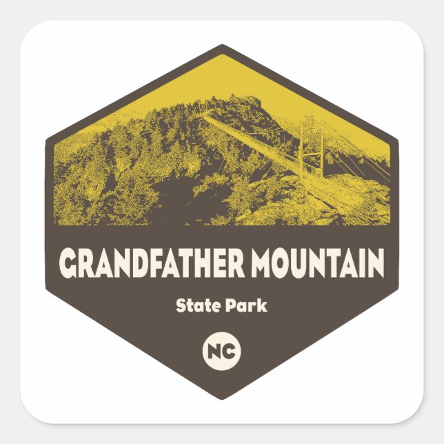 Adesivo Quadrado Granddad Mountain State Park Carolina do Norte (Frente)