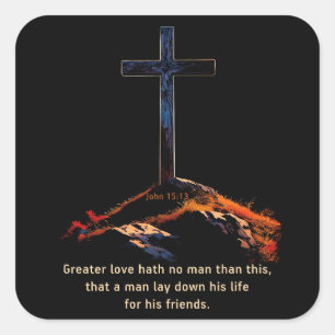 Adesivo Quadrado Grande Amor Hath No Man Bíblia Verse Faith