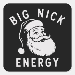 Adesivo Quadrado Grande Energia Nick Divertido Xmas Gordo Papai Noe