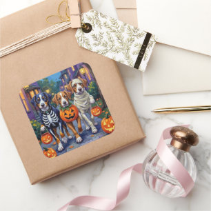 Adesivo Quadrado Grande Halloween de Trick ou Tratando Montanha Suí