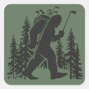 Adesivo Quadrado Grande Pé Golfista Árvore Engraçado Sasquatch Joga