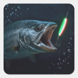 Adesivo Quadrado Grande Peixe com Isca Neon