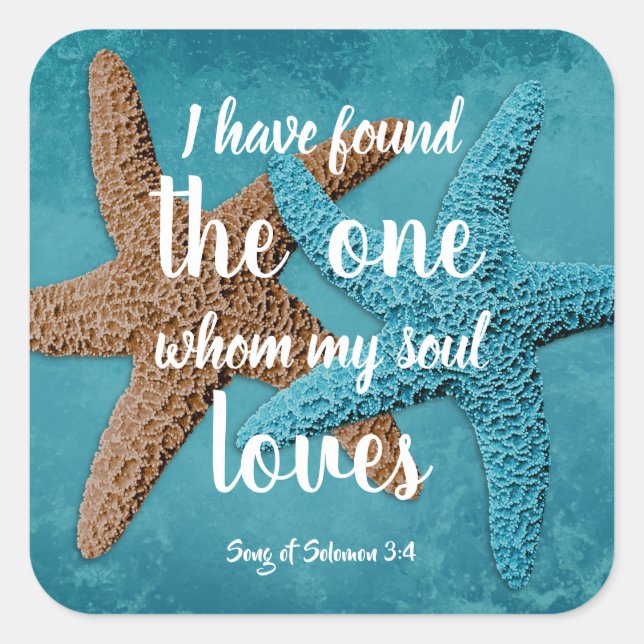 Adesivo Quadrado Grande Starfish Minha Alma Adora Escritura Envelop (Frente)