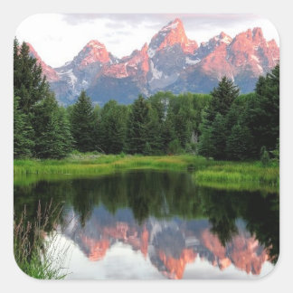 Adesivo Quadrado Grande Teton Reflexões Sobre O Pond Do Beaver