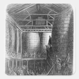 Adesivo Quadrado Grandes tambores em uma cervejaria