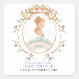 Adesivo Quadrado Grandmillennial Wisteria Baby Shower