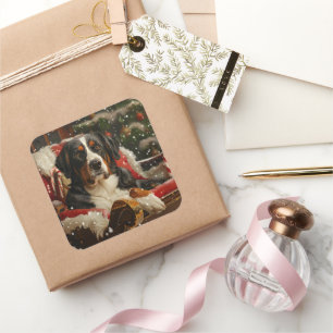 Adesivo Quadrado Granizo suíço de Natal Festivo