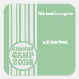 Adesivo Quadrado Granny Camp Retro Green Bookplate