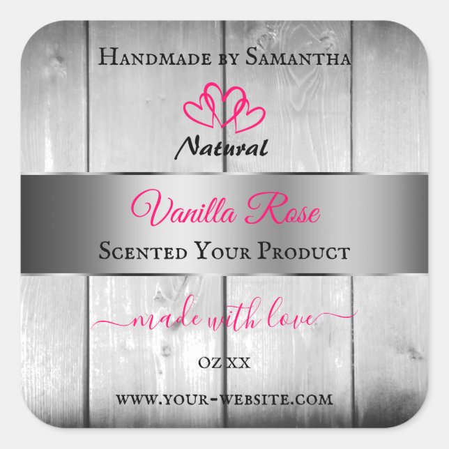 Adesivo Quadrado Grãos de Mão Branca de Prata Rotulagens de Produto (Frente)