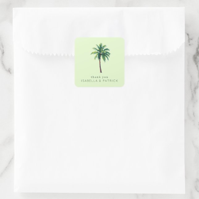 Adesivo Quadrado Grateful Green Tropical Palm Tree (Bolsa)