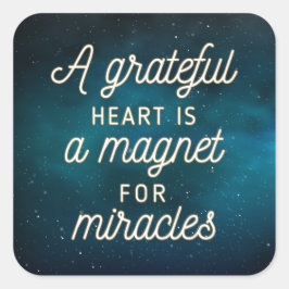 Adesivo Quadrado Grateful Heart Magnet para milagres | Vedante