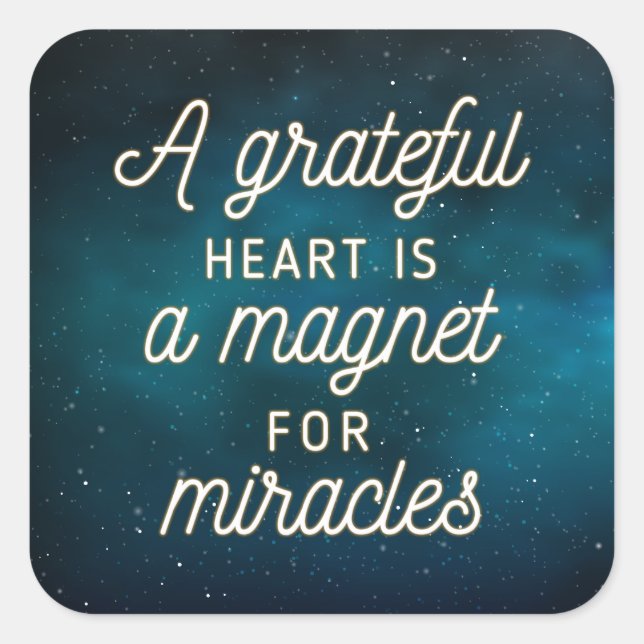 Adesivo Quadrado Grateful Heart Magnet para milagres | Vedante (Frente)