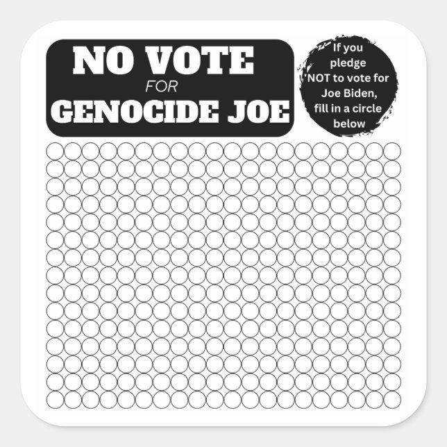 Adesivo Quadrado GRATUITA PALESTINA - Sem Voto para o Genocídio Joe (Frente)