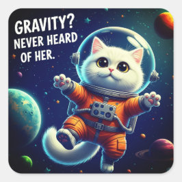 Adesivo Quadrado Gravity? Never Heard of Her. Cute Space Cat