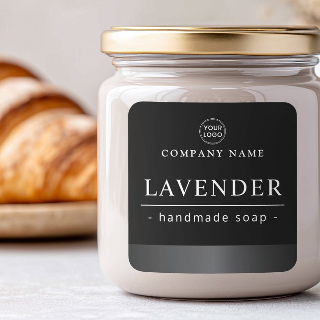 Adesivo Quadrado Gray satin border black logo product label (Gray satin border black logo product label)