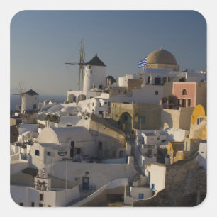 Adesivo Quadrado Grécia e Ilha Grega de Santorini cidade de Oia