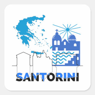 Adesivo Quadrado Grécia Santorini.w