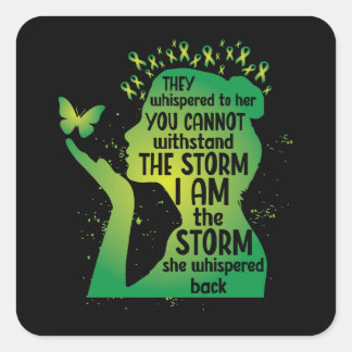 Adesivo Quadrado Green Awareness Butterfly Mental Health