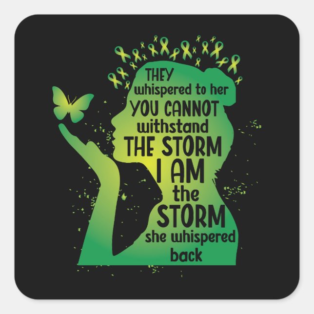 Adesivo Quadrado Green Awareness Butterfly Mental Health (Frente)