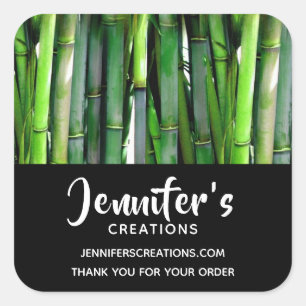 Adesivo Quadrado Green Bamboo Stalks Nature Photoographic Business