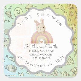 Adesivo Quadrado green brom grey bunny cute babyshower