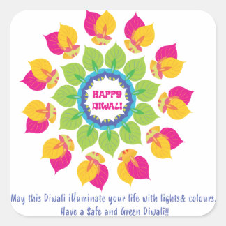 Adesivo Quadrado Green Diwali Stickers