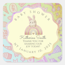 Adesivo Quadrado GREEN donuts pastel babyshower BUNNY cute