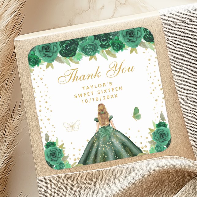 Adesivo Quadrado Green Floral Blonde Hair Princess Sweet (Criador carregado)
