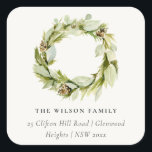 Adesivo Quadrado Green Foliage Winter Wreath Christmas<br><div class="desc">Se precisar de mais alguma personalização,  por favor,  sinta-se à vontade para me enviar uma mensagem em yellowfebstudio@gmail.com.</div>