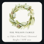 Adesivo Quadrado Green Foliage Winter Wreath Christmas<br><div class="desc">Se precisar de mais alguma personalização,  por favor,  sinta-se à vontade para me enviar uma mensagem em yellowfebstudio@gmail.com.</div>