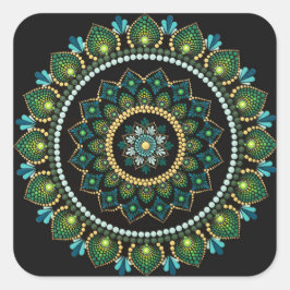 Adesivo Quadrado Green Mandala | Pintado manualmente | Geometria Sa