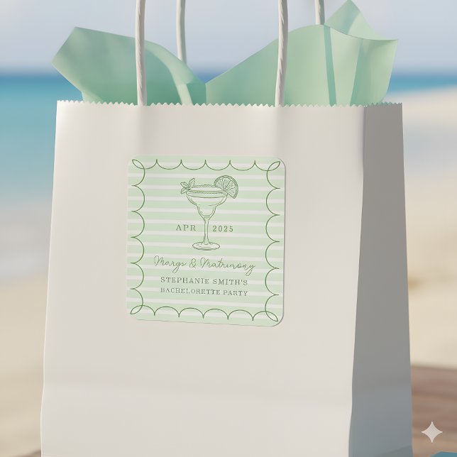 Adesivo Quadrado Green Margs and Matrimony Bachelorette Party  (Criador carregado)