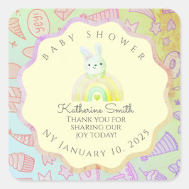 Adesivo Quadrado GREEN party donuts pastel babyshower BUNNY