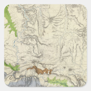 Adesivo Quadrado Green River do mapa de estradas pacífico do trilh