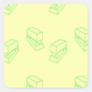 Adesivo Quadrado Green stapler on yellow