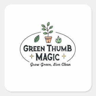 Adesivo Quadrado Green Thumb Magic | Urban Gardening T-Shirt