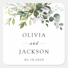 Adesivo Quadrado Greenery, Eucalyptus Sai, Casamento Botânico